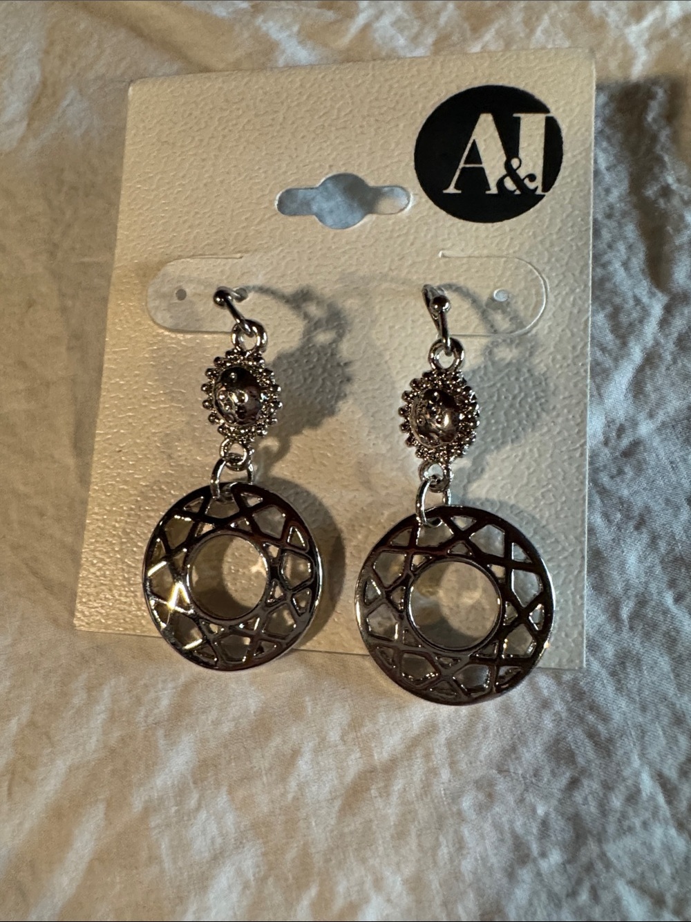 Silver-Tone Filigree Drop Earrings